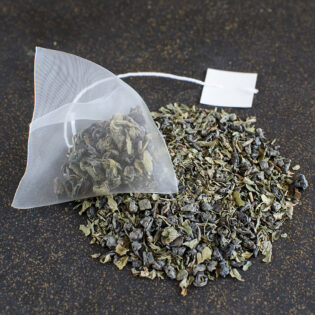 Green Moroccan Mint Pyramid Tea Bag, green moroccan mint tea, green moroccan tea, mint tea, pyramid tea bag, zentea green moroccan mint tea